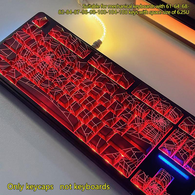 Spider Web Design Keycap, 1 Set Keyboard Keycap for 6.25U Space 61 68 75 87 98 100 104 108, Keyboard Accessories