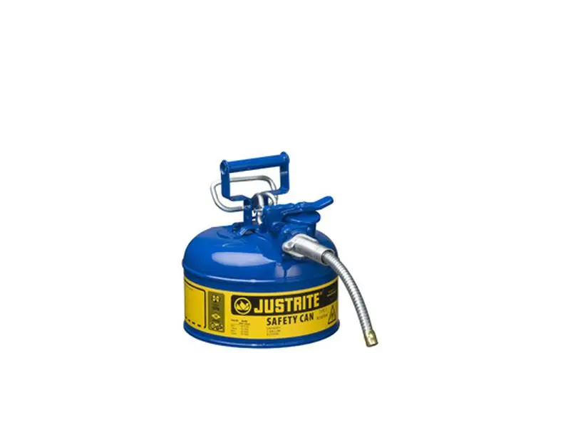 Justrite Accuflow Safety Can, 1 gal Capacity (4L), IIAF Blue, 0.62 in. & 5/8 in. Hose, Auto Venting Feature