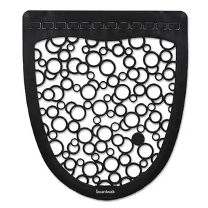 Boardwalk BWK Rubber Urinal Mat 2.0 - Black & White, Round Bathroom Fixture Accessory, 6 Per Carton