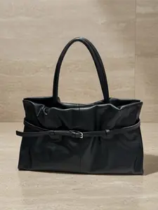 Soft Sculpt Ruched Leather Shoulder Bag – Minimal Chic Tote