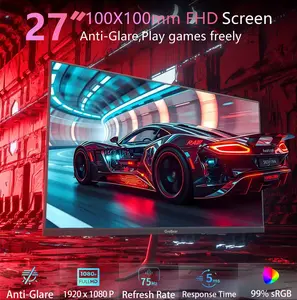 GreBear 27 Inch Computer Monitor - FHD 1080p IPS Panel Gaming Display 75Hz with AMD FreeSync, HDR10, HDMI VGA Speakers - Home Office Desktop Screen