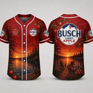 Busch Bapple Light Sunset Lake Baseball Jersey Beer Lover Summer Shirt