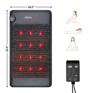 Multifunctional Heating Pad (18"x33" Large), Low EMF Safe Model A800 with Far Infrared, Red Light Therapy, Amethyst Gems Natural Stone Mat for Back, Shoulder Pain Relief & Muscle Relaxation