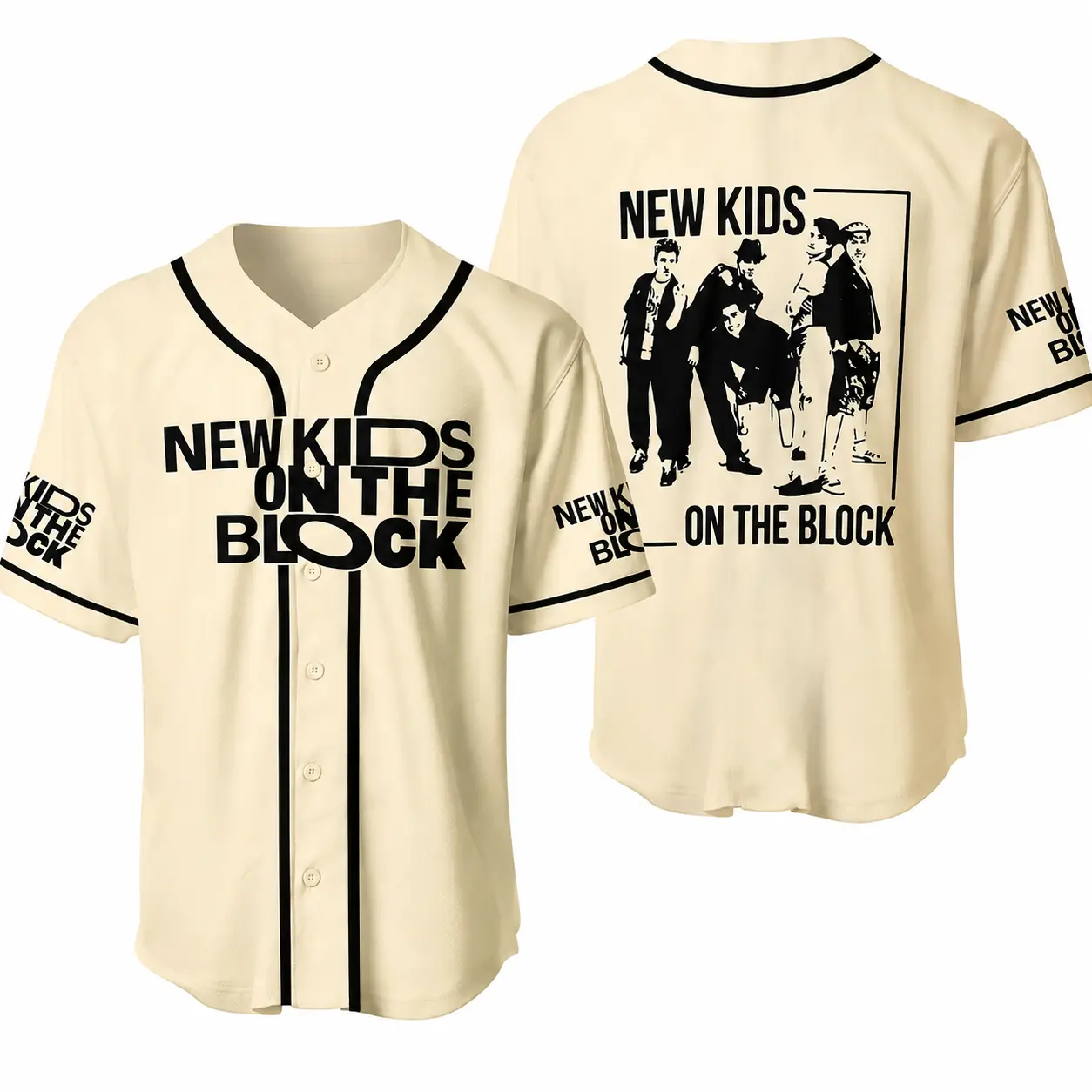 Unisex New Kids on the Block Baseball Jersey, NKOTB Fan Button Up Shirt, Vintage Pop Band Concert Jersey, Music Tour Merch, Unisex Baseball Jersey Gift for Fans