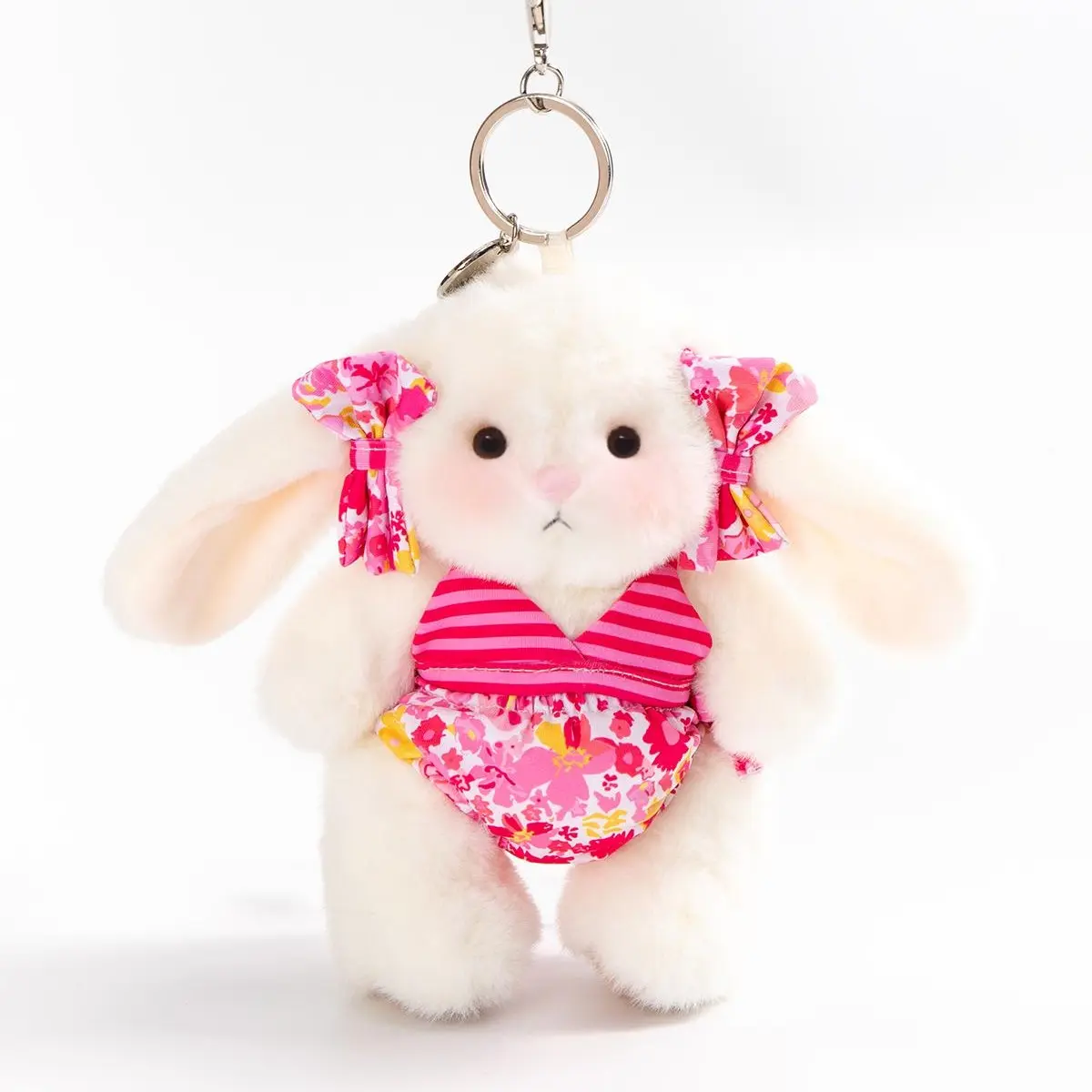 Getahug Pink Paradise Bikini Mini Bunny Synthetic Stuffed Keychain - 5.9 in (5-6.9 in Range), Portable, Hand Wash Only, Cute Plushies, Bunny Belly Stuffed Toys, Plush Toy & Bag Charm, Desk Accessory Gift