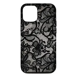JIACC Black Lace Vintage Phone Case for iPhone 17 ProMax Plus Air 16 15 14 13 12 11 X XR & SamsungS25 S24 S23 S22 Ultra, Aesthetic Protective Cover Tough Phone Case Unique gift options