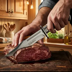 Wood‑handled kitchen prep knife with a blade made of 9Cr18 steel, suitable for meat, vegetables, fruits and daily home cooking