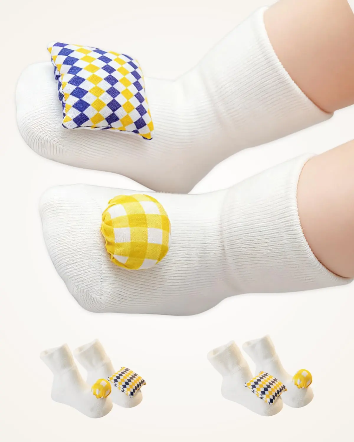 Cuddobaby Montessori Baby Rattle Socks |Sensory Toy for Cause & Effect, Color, Pattern, Shape Learning| High Contrast, Soft & Breathable, Oeko-TEX, 0–12 Months, Yellow & Purple 2-Pack