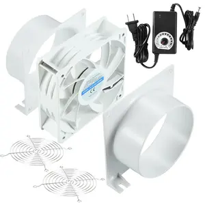 4" Axial Exhaust Fan, 3000RPM 12038 DC12V Dual Ball Bearings Air Exhaust Fume Smoke Extractor Fan Kit for DIY Soldering, 3D Laser, Paint Booth - White