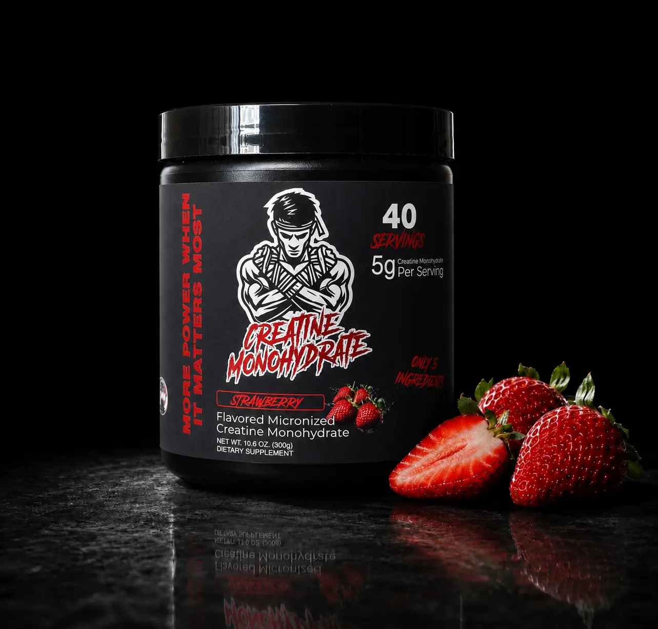 Strawberry Creatine Monohydrate | Naturally Inspired Strawberry Flavor | 5g Creatine | 40 Servings