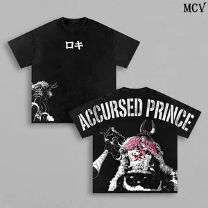 Loki Washed Tee – One Piece Elbaf Giant Accursed Prince Anime Manga Graphic Double Printed T-Shirt, Menswear Heavy Cotton Unisex Oversize Streetwear Vintage Retro