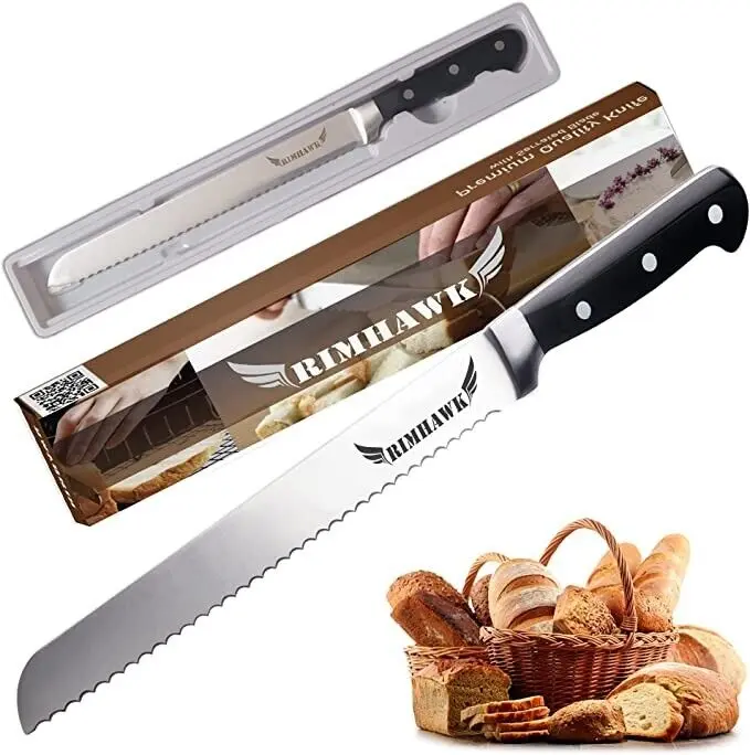 RIMHAWK Serrated Bread Knife 10inch for Homemade Bread Cutting Knife