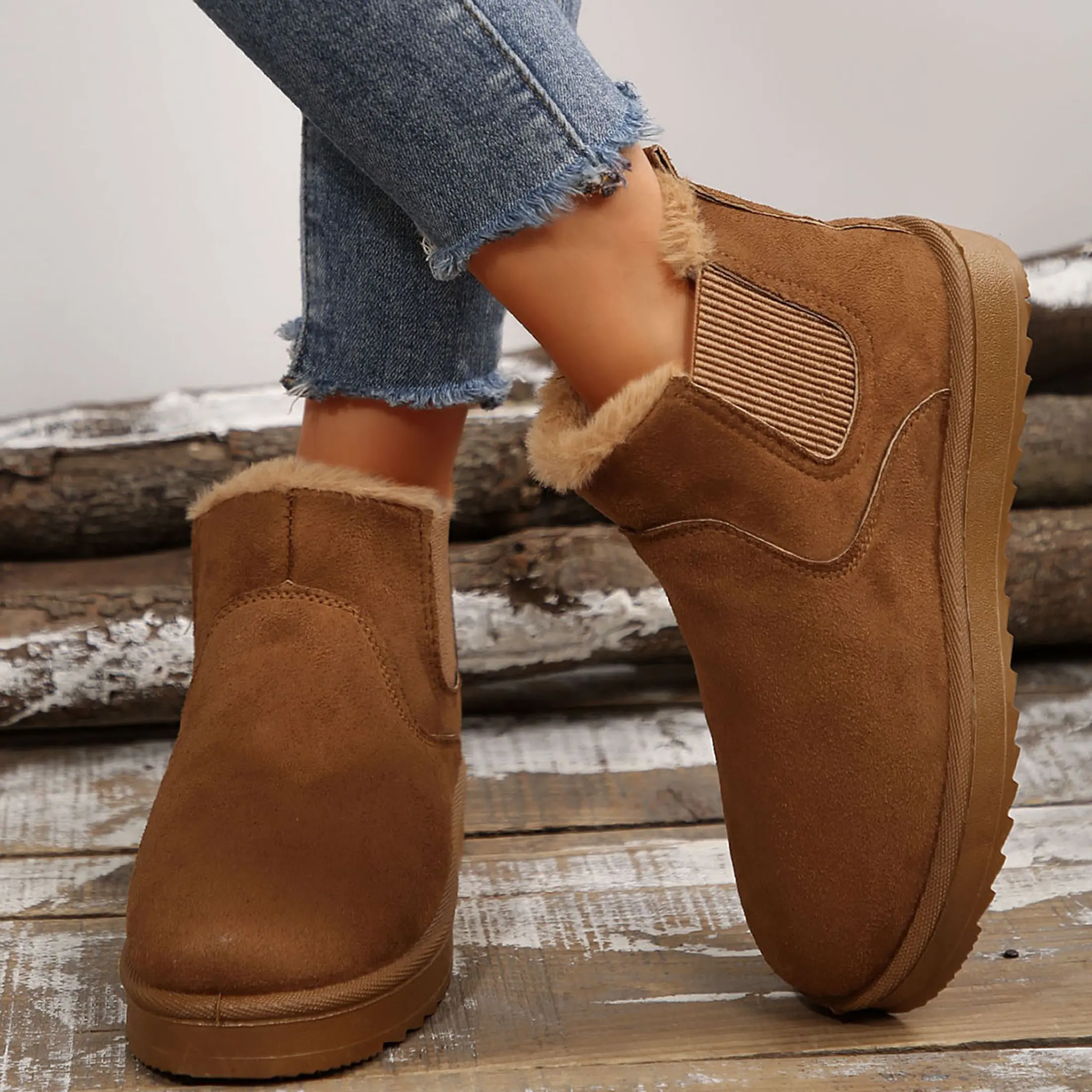 Women's Plush Lined Anti-Slip Snow Boots for Indoor/Outdoor Winter Wear