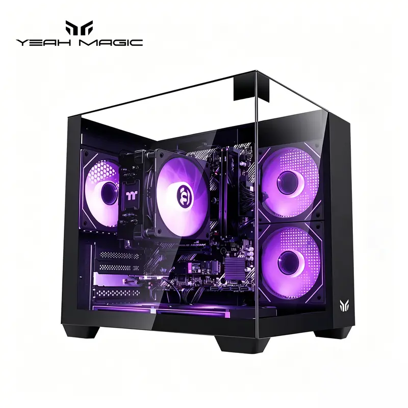 YEAH MAGIC Astral S1 Prebuilt Gaming Tower Computer - AMD Ryzen 5 5600G (6-Core,12-Threads,Up to 4.6GHz),16GB DDR4 3200MHz,1TB NVMe SSD,650W Gold PSU,Windows 11 Home,2.4GHz Radio Frequency Wi-Fi,7 ARGB Fans,Fully Built Business Desktop PC