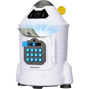 Kids Safe, Electronic Piggy Bank for Boys Girls, ATM Money Saving Box Toy 2024 with Password & Face ID Simulation, Christmas Birthday Gifts for 4 5 6 7 8 9 10 Year Old, Rocket Space Coin Cash Can