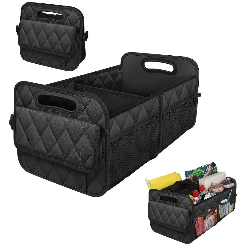 Foldable Car Trunk Organizer Collapsible Multi-Compartment Storage, Reinforced Handles & Waterproof Oxford Polyester - Fits Car, SUV