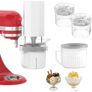 Shaved Ice Attachment and 2 Pack Ice Cream Maker Attachment Set Fit for  Stand Mixer, , Compact Size Easy Store In The Freezer