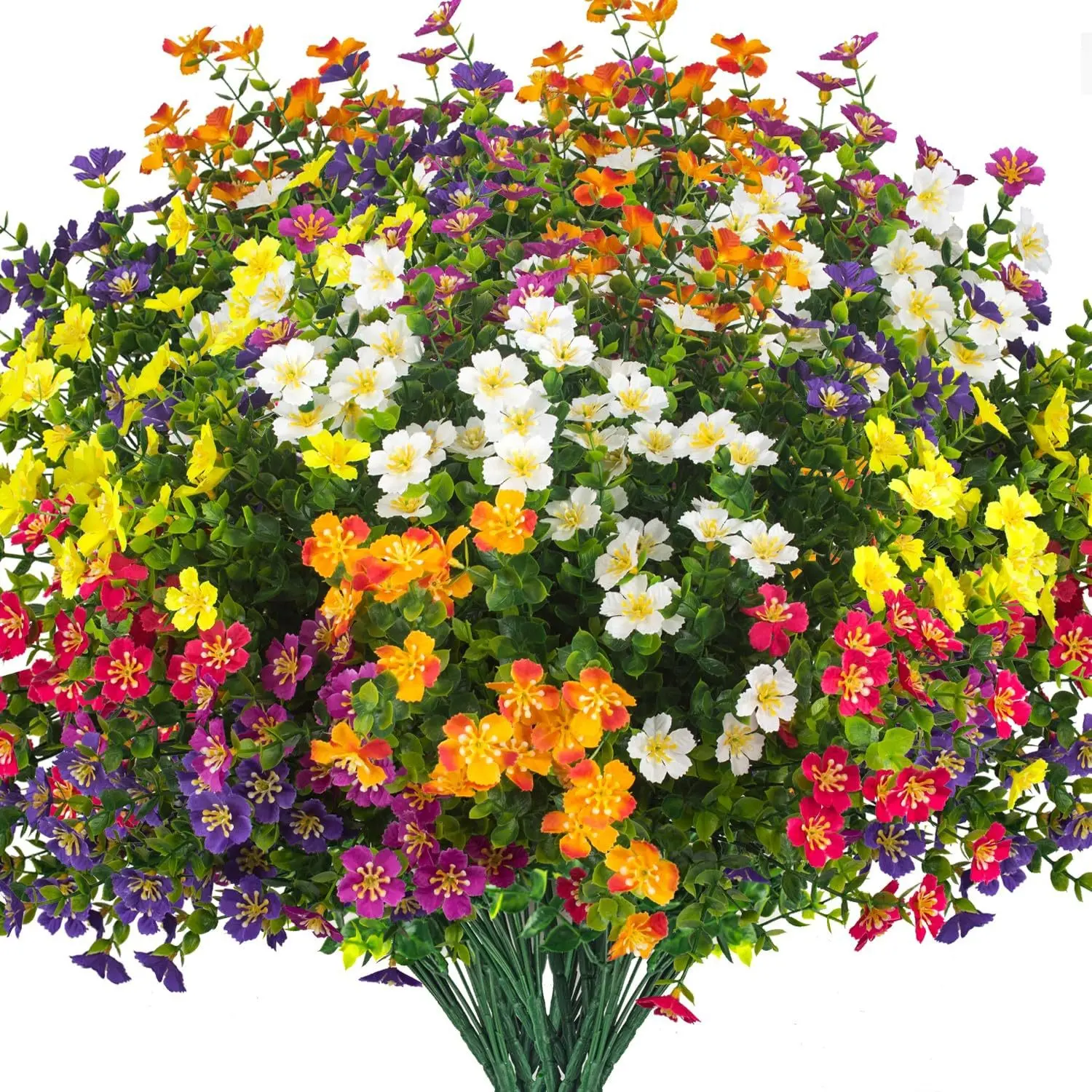 Outdoor UV-Resistant Non-Fading Fake Flowers, Artificial Flower Bouquet, 12pcs Lifelike Plastic Flowers for Garden Decorations, Patio and Lawn Decor, Artificial Flowers for Outside, Botanical Decor, Decorative Fake Plant, Artificial Fake Plants