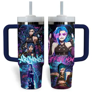 STORMMECH- Arcane 40oz Insulated mug, insulated tumbler,  cartoon design, thermal mug, double wall vacuum stainless steel, straw lid with handle leak proof, keeps hot 12 hours cold 24 hours, valentine birthday gift
