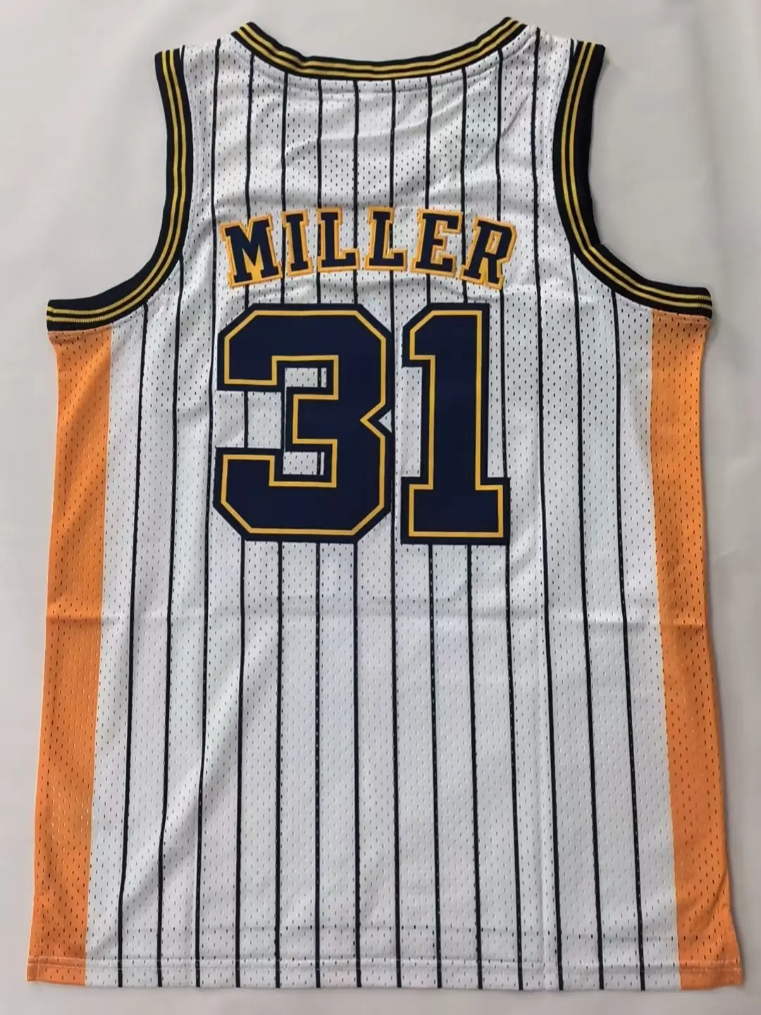 Men's Reggie Miller # 31 Striped Basketball Shirt Breathable Mesh Sleeveless Vest Retro Hip Hop Fans Sportswear