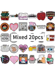 Random Mix 20pcs/set Enamel Brooches, Random Surprise Set, Fashionable Cartoon Animal Design Badges, Stylish Quote Clothing Accessories, Perfect Gift