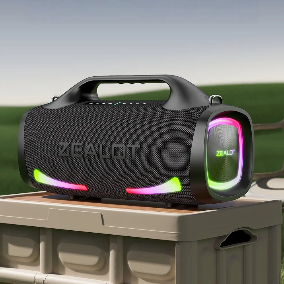 Zealot S79 100w Wireless Speaker, Dsp Technology, RGB Dream Lights, Portable Outdoor Subwoofer Bluetooth speaker, Dual Pairing, 24000mah Battery, Rechargeable Waterproof Speakers, Stereo Sound, Weatherproof Loudspeaker System