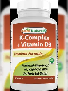 Best Naturals K-Complex with K1 (Phytonadione 1500 mcg + K2 as Menaquinone 100 mcg + K2 as MK-4 1000 mcg) + D3 + VIT. C - 90 Tablets - Made in The USA