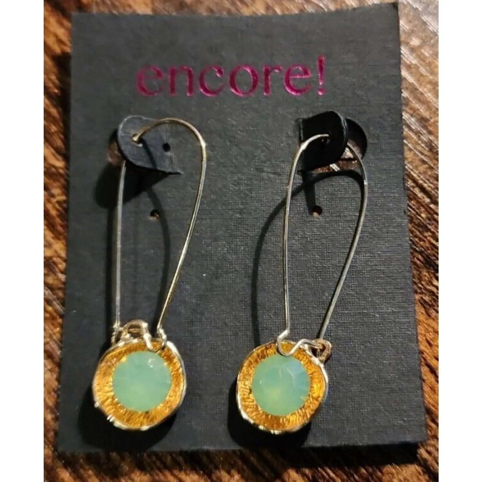 Encore Color Crush ASRT Leaf Green & Golden Drop-Dangle Earrings, Stylish Costume Jewelry Fashion Accessory, Leaf Green Golden Earrings