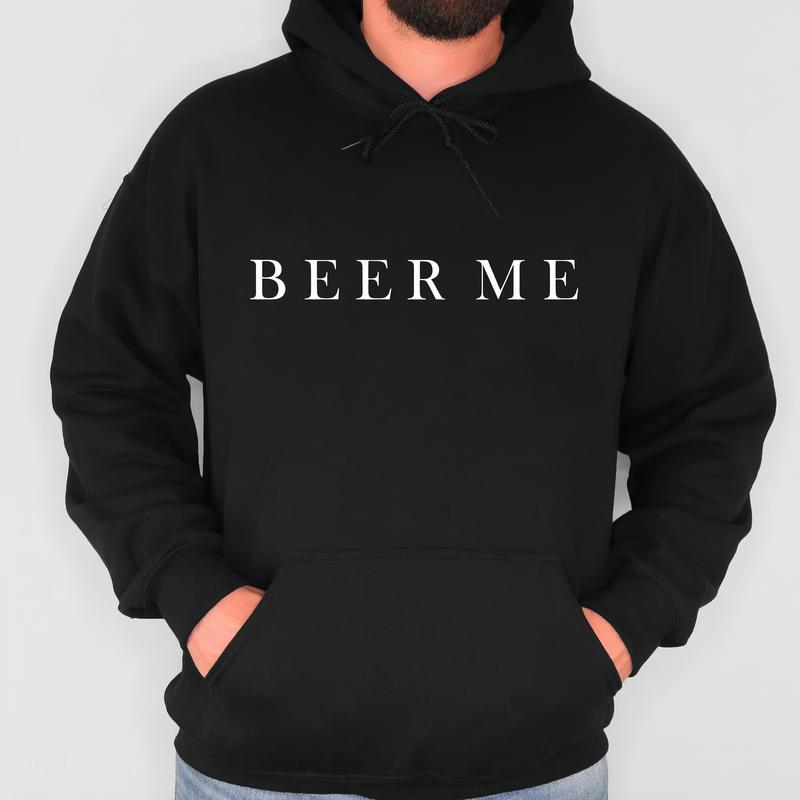 Minimalist Beer Drinking Hoodie – Tshirt , Beer Me Unisex Cotton Classic For Womenswear and Menswear