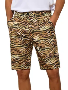 INSPIRE CHIC Animal Printed Shorts for Men's Regular Fit Summer Golf Zebra Print Shorts Pants