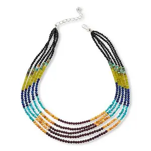 Mine Finds by Jay King Multicolor Multigemstone Bead Colorblock 5-Strand Necklace
