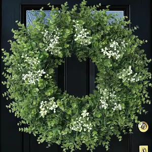26'' Large Boxwood Wreath for Front Door Artificial Spring Wreath Boxwood Leaves Greenery Outdoor Door Wreaths for Porch Window Home Farmhouse Wall Decor G