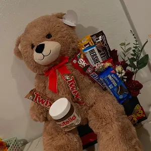 Teddy Bear with Assorted Treats and Nutella Jar - Perfect for Sweet Treat Lovers and Gift Giving Set