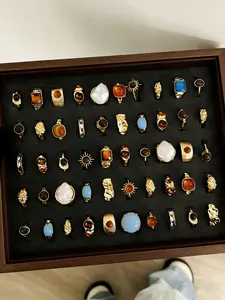 Women's Vintage Bohemian Style Jewelry Set, 6/8/26 Pieces, Sunstone Imitation Tiger Eye Material, Fall Winter Wear, Perfect Gift