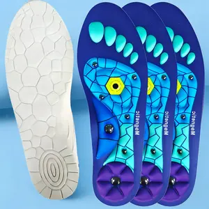 Pair of EVA magnetic acupressure insoles, unisex design with spider web pattern, suitable for work boots and sports shoes, featuring shock-absorbing soft soles and breathable cushioning