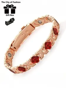 Women’s Pure Copper Magnetic Bracelet, Adjustable Bangle Jewelry, 3500 Gauss Effective Magnet Wristband