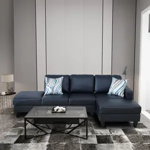 Black Faux Leather 2-Piece Couch Living Room Sofa Set