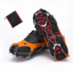 Outdoor 8-tooth&10 tooth stainless steel chain ice claws, traction shoe studs, stainless steel shoe studs, anti slip shoe covers suitable for snow, rock climbing, mountain climbing, hiking, and mountain climbing. Comes with a storage bag as a gift