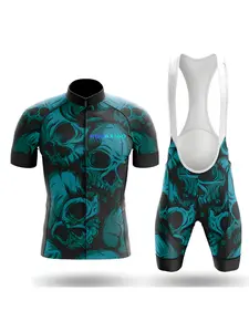Skull cycling suit men's short sleeved sweatshirt quick drying mountain bike clothing set