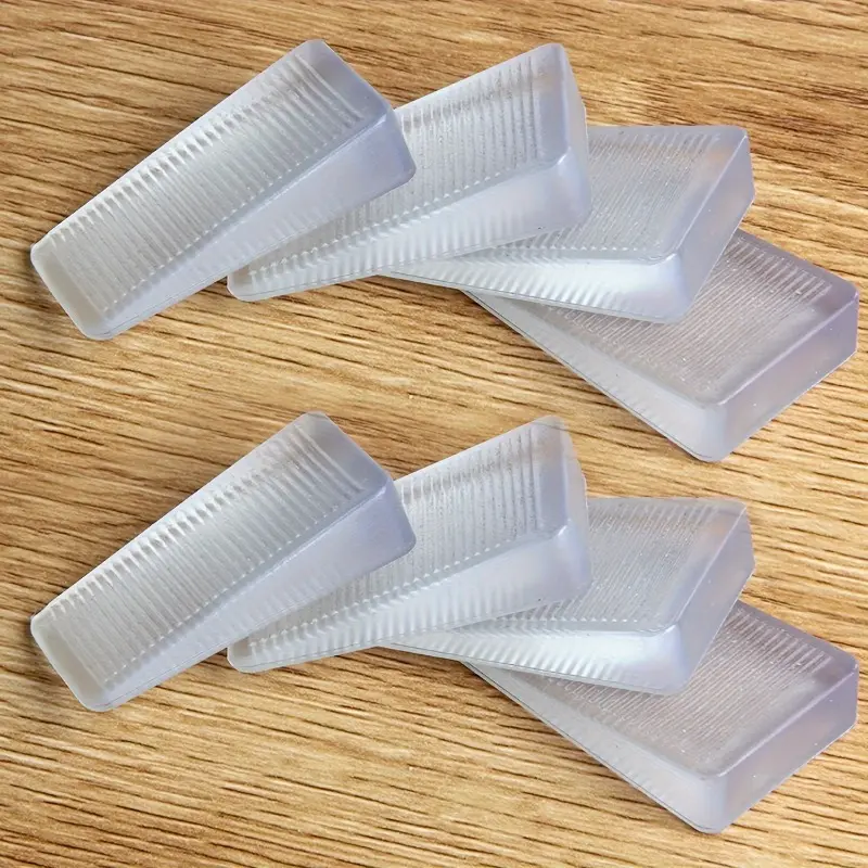 4pcs Transparent Plastic Wedge Shims, Multi-Effect Rubber Texture, for Furniture Leveling, Uneven Door & Floor Adjustment, Cuttable Hard Table Pads, Stackable Door Stoppers Home Hardware
