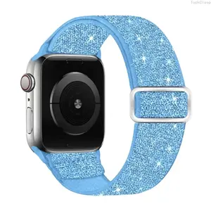 Elastic Nylon Solo Loop Apple Watch Band, Adjustable Strap for Series 3–7 & SE (38–45mm), Comfortable Lightweight Replacement for Everyday & Spring Wear