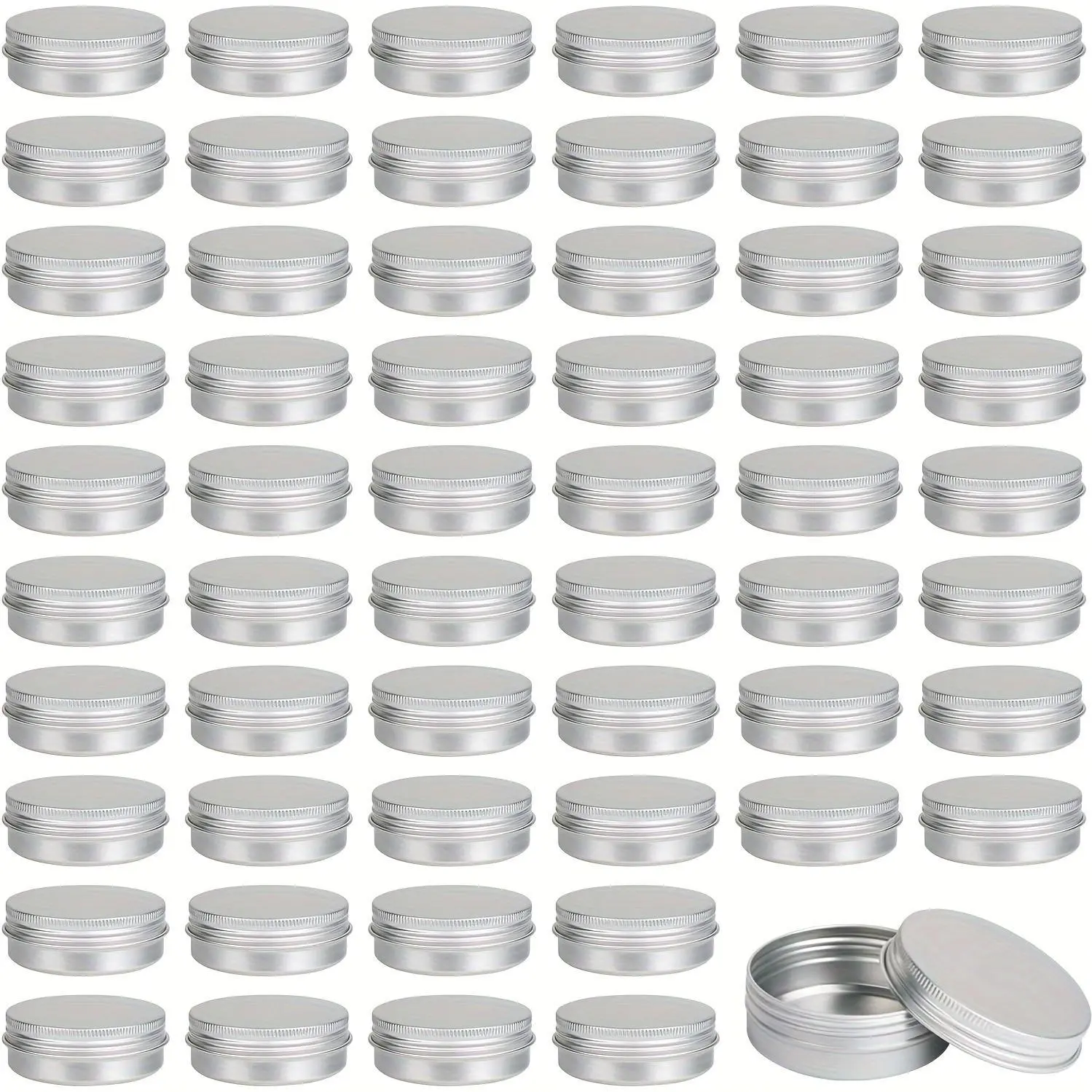 45pcs-4oz/60pcs-2oz Aluminum Tins, Metal Round Tins, Jar Refillable Containers, Aluminum Tin Cans Containers with Screw Lid, Versatile Storage Organizers for Art, Crafts, Sewing Supplies
