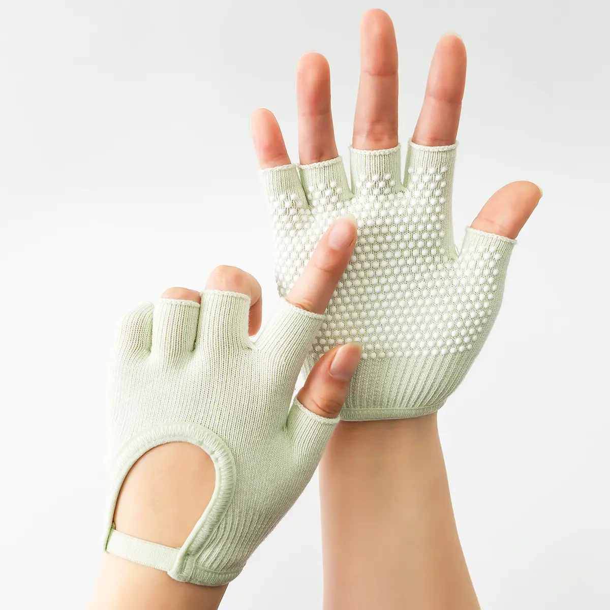 Women's Nonslip Advanced Grip Yoga Gloves - Fingerless, Open-Back, 5-Finger Structure, Breathable, Abrasion-Resistant, Skin-Friendly for Aerial Yoga & Pilates