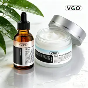 VGO Skincare Set: Vitamin C Serum & Snail Mucin 92% Gel Cream | Hydration, Radiance & Revitalizing Daily Care