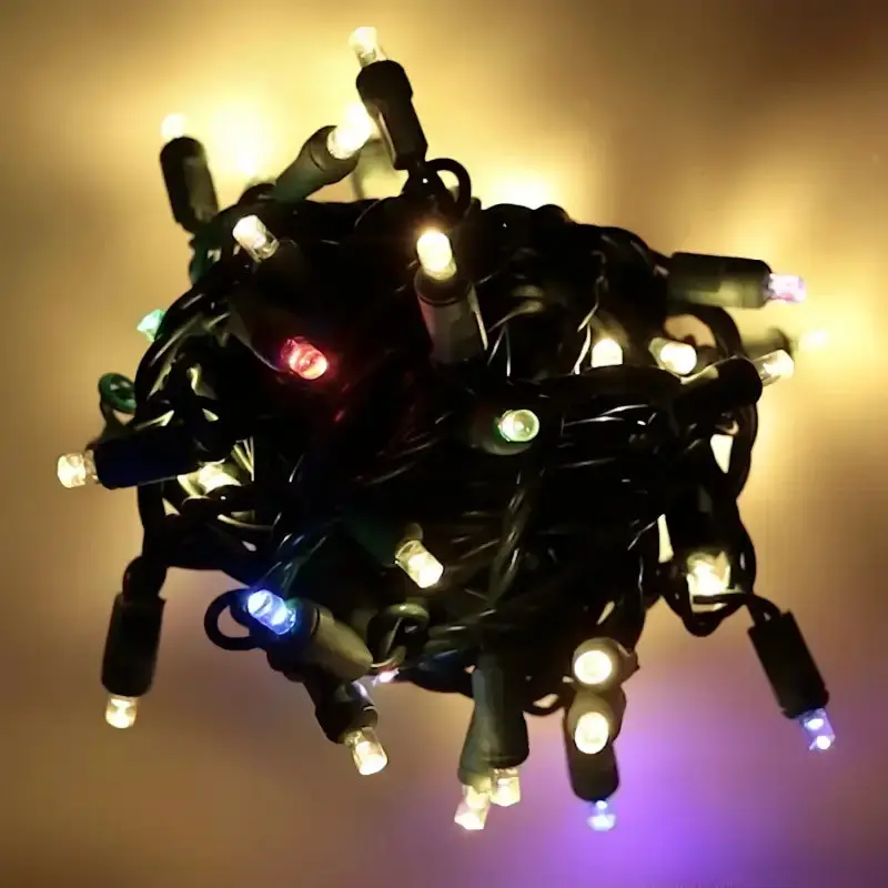 50 5mm ColorSplash Treasure Warm White/RGB Smooth Fading LED Christmas Lights, 6" Spacing