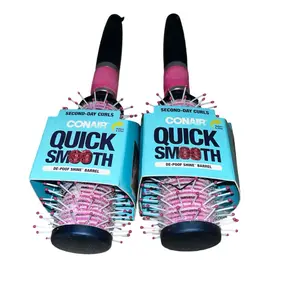 2pk Conair-Second-Day Curls-Quick Smooth Barrel Hair Brush-De-Poof PINK & NAVY