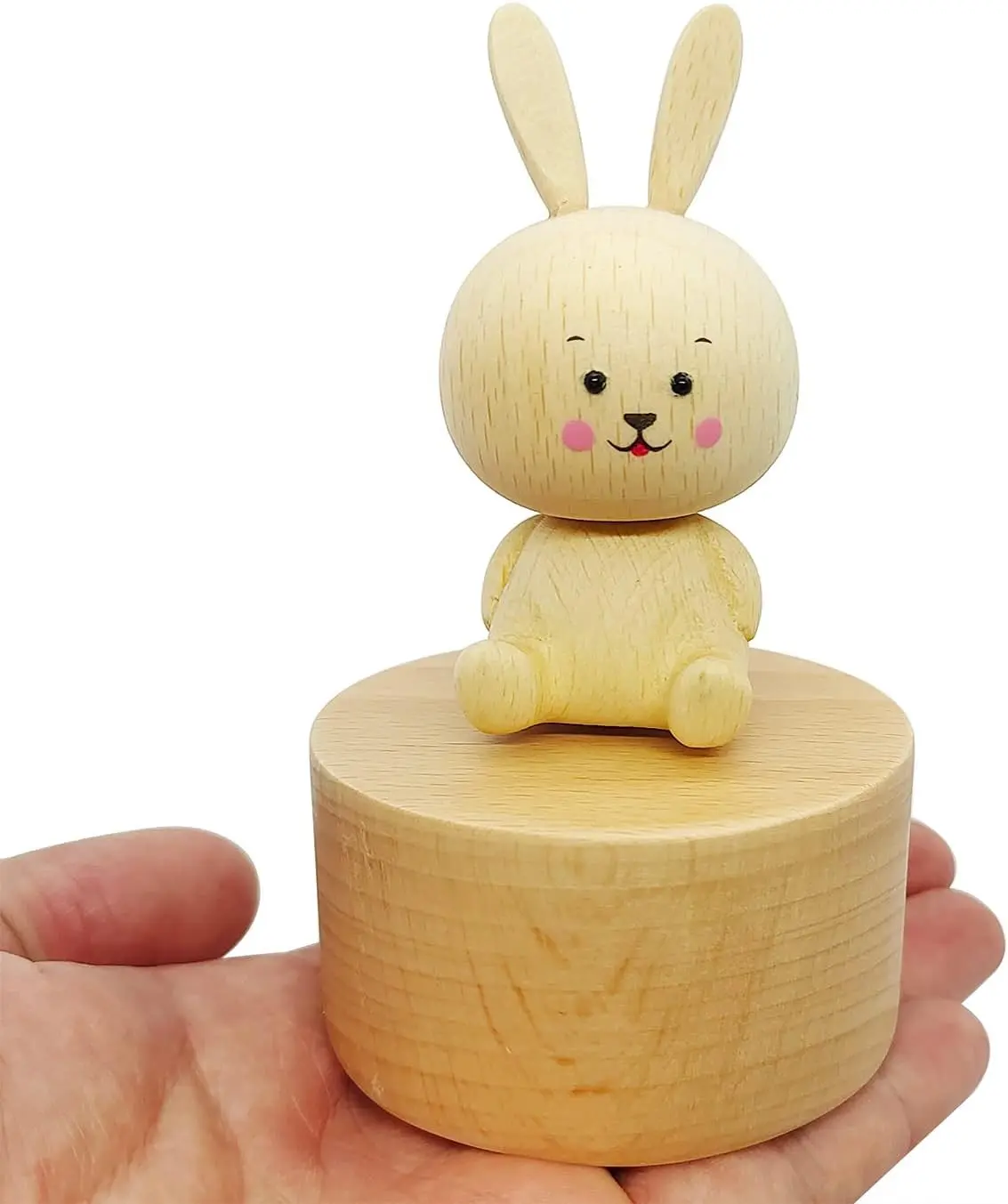 Wooden Rabbit Musical Box Ornament, Vintage Mechanical Animal Melody Keepsake, Elegant Tabletop Bunny Music Box Deco, Gift for Family and Friends