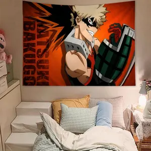 Anime My Hero Academia Bakugou Katsuki Cartoon Tapestry Wall Hanging Decoration Household Home Decor