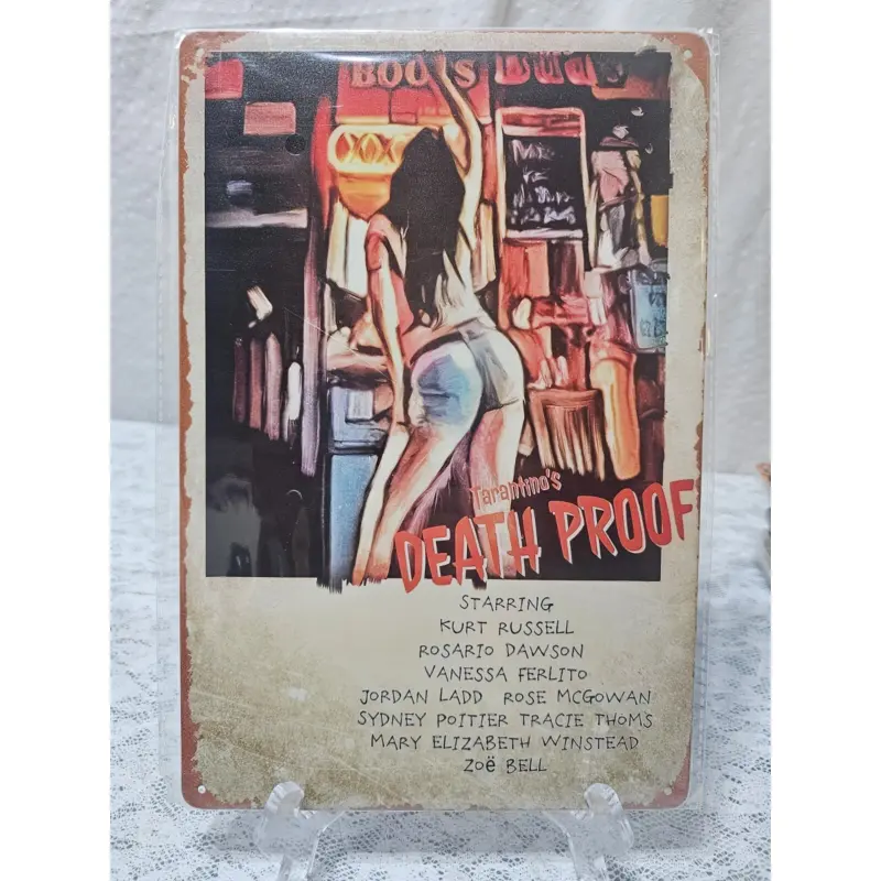 Tarantino's Death Proof 1-Piece Single-Side Metal Tin Sign, 8x12 Artwork, New Condition Indoor Home Wall Decor, Home Supplies for Movie Fans
