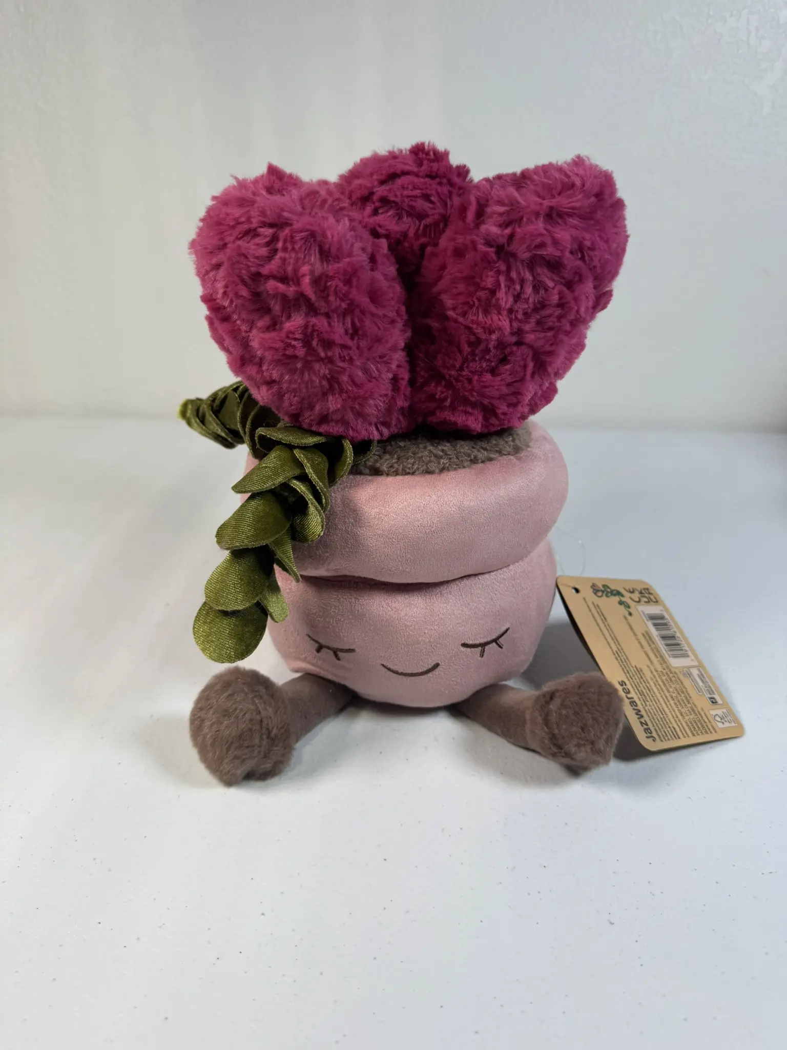 Russ Phthalate-Free 12-in Pink Pot Succulent Plush, Greenhouse Stuffed Toy for 3+ Years Kids